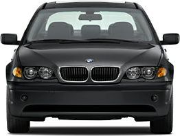 Front view with kidney grille and dual round headlights