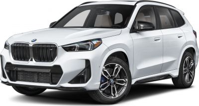 Front angled view with kidney grille and LED headlights