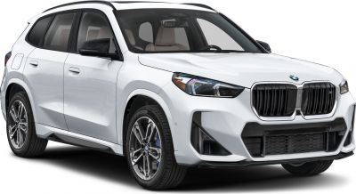 Front and side view of a modern compact SUV with kidney grille and LED headlights