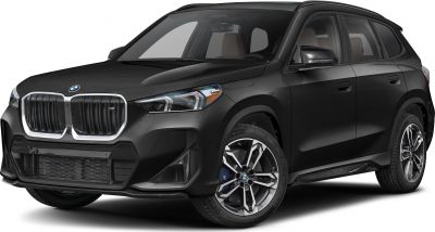 Black SUV front side view with kidney grille and distinctive headlights