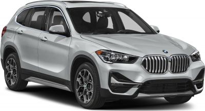 Silver mid-size SUV front side with kidney grille and LED headlights