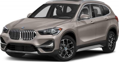 Front view with kidney grille, LED headlights, alloy wheels.
