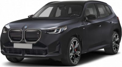 Close-up of BMW X3 Long front and side profile with aggressive headlights