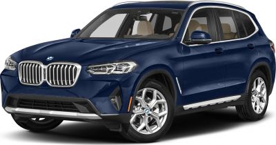 Front and side view of SUV with modern LED headlights and kidney grille