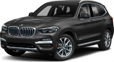 Front view with kidney grille and LED headlights on luxury SUV