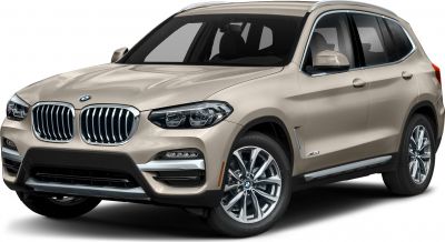 Front side view of SUV with kidney grille and LED headlights