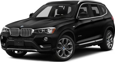 Front and side profile of black luxury SUV with kidney grille and alloy wheels