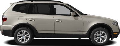 Side profile of BMW X3 E83 facelift showing body and wheels