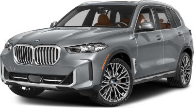 Front view with large kidney grille and multi-spoke alloy wheels
