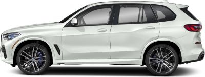 Side profile of white SUV with alloy wheels