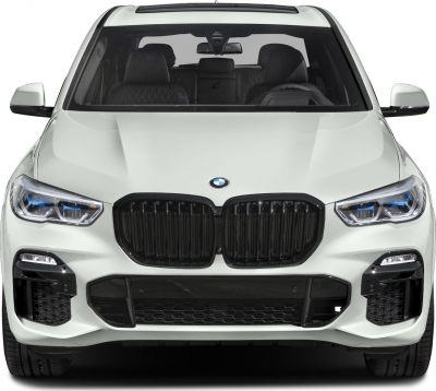 Front view with black kidney grille and LED headlights