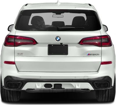 Rear view with distinctive taillights and dual exhausts