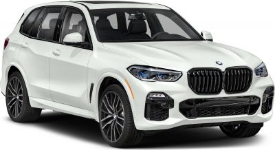White luxury SUV with black kidney grille and LED headlights