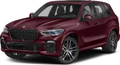 BMW X5 G05 front grille and alloy wheels in dark red