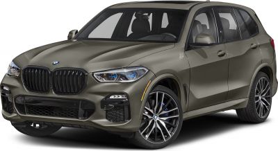 Front view of SUV with kidney grille and multi-spoke alloy wheels
