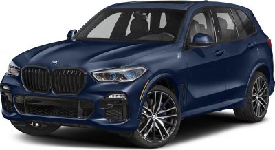 Front angled view of BMW SUV with kidney grille and alloy wheels