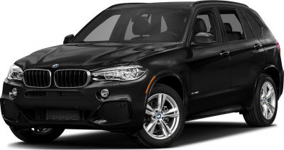 Front grille and LED headlights of luxury SUV