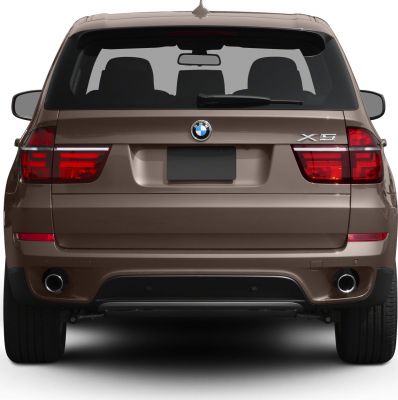 Rear view of BMW SUV with dual exhaust and distinct taillights