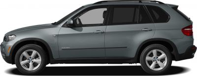 Side view of SUV with five-spoke alloy wheels and tinted windows