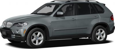 Side profile view of an SUV with alloy wheels and roof rails