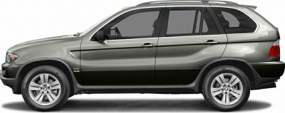 Side profile of an SUV with alloy wheels and two-tone body design.