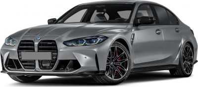 Front grille, headlights, alloy wheels of a sporty sedan