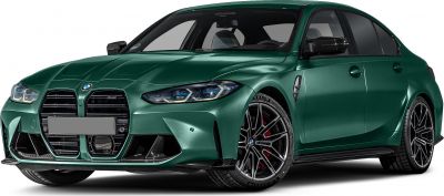 Front angle with large kidney grille and multi-spoke alloy wheels