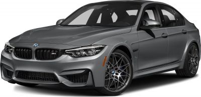 Sporty front mesh grille and alloy wheels on a gray four-door sedan.