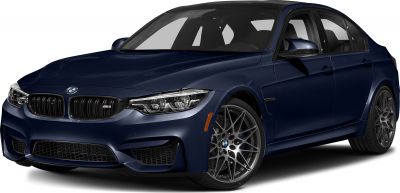 Front-angle view of BMW M3 with grille and alloy wheels