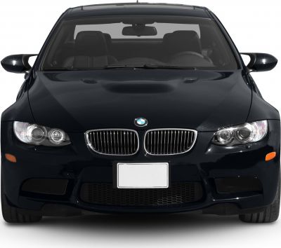 Front view with kidney grille and dual round headlights