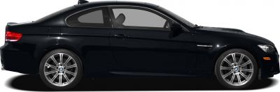 Side profile of sporty coupe with alloy wheels