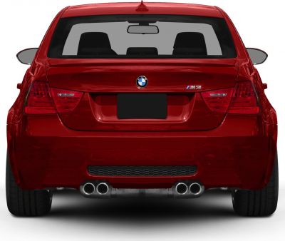 Red rear with quad exhausts and distinct tail lights