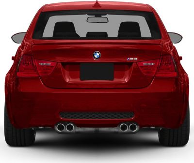 Rear view with quad exhaust and distinct taillights