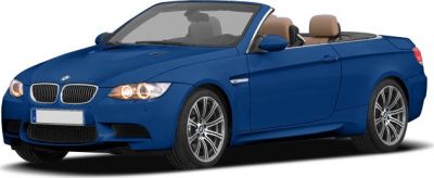 Blue convertible with beige leather interior and sporty design