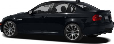 Side profile of black sports sedan with alloy wheels and quad exhaust