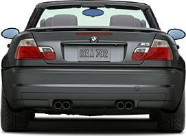 Rear view of BMW M3 Convertible with quad exhaust and taillights