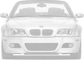 Front view with kidney grille and dual headlights of a convertible BMW.