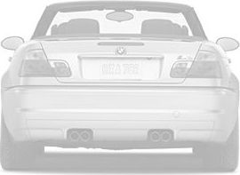 Rear view of convertible with taillights and dual exhaust