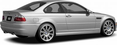 Silver BMW M3 E46 coupe side profile with alloy wheels