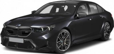 Front three-quarter view of a luxury performance sedan with signature grille and alloy wheels