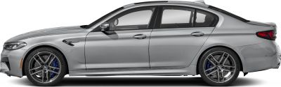 Side profile of a luxury sports sedan with alloy wheels and aerodynamic body lines