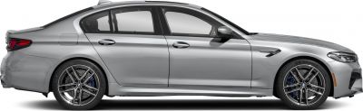 Silver sedan with sporty alloy wheels and aerodynamic profile