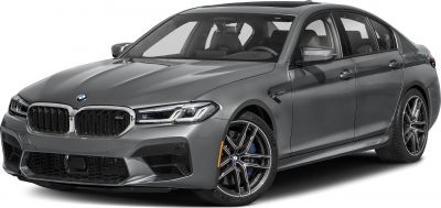 Aggressive front grille and sporty alloy wheels of a performance sedan