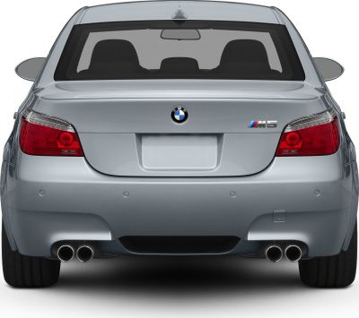 Rear view with quad exhaust pipes and LED tail lights