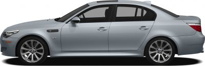 Side profile of a sleek sedan with alloy wheels and tinted windows