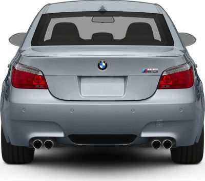 Rear view with quad exhausts and taillights