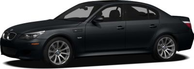 Side profile of black sedan with sporty alloy wheels