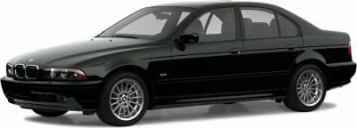 Sleek black sedan with distinctive alloy wheels and four-door design