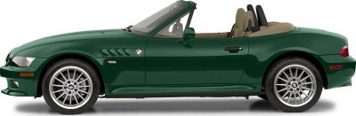 Side profile of a classic sporty convertible roadster with multi-spoke wheels