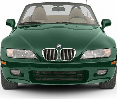 Front view with kidney grille and headlight cluster
